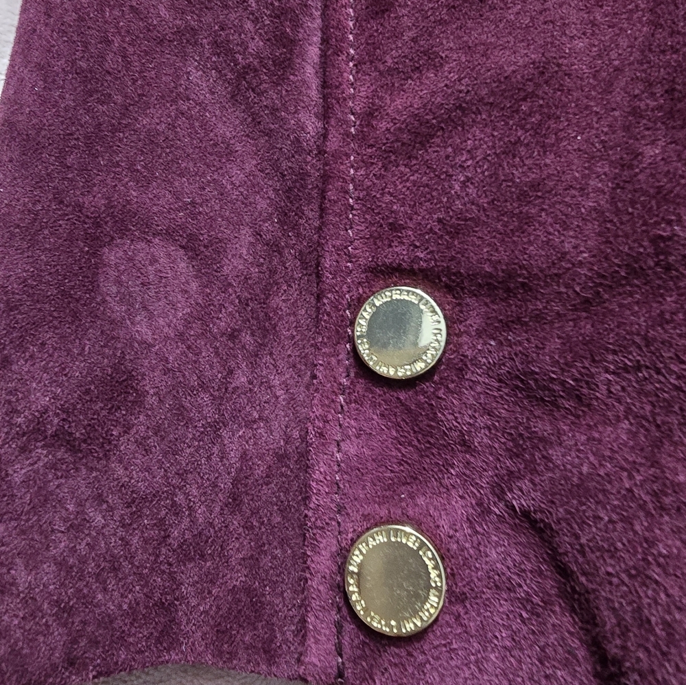 Isaac Mizrahi Live Suede Leather Moto Burgundy Wine Asymmetrical Zip Jacket US10 - Picture 9 of 10